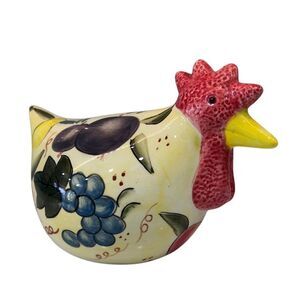 Vtg CBK Ltd Han Painted Ceramic Rooster Chicken Hen Figurine 5.5" Multicolor
